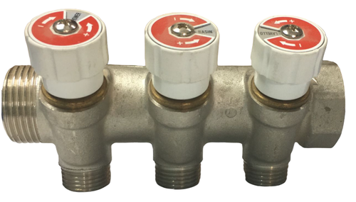 Коллектор TIEMME 1x1/2 н.р.на 3 вых с вентилями