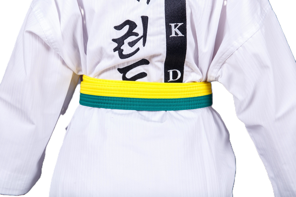 Пояс для тхэквондо ProfSport с вышивкой желто-зеленый