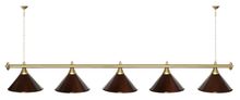 Лампа STARTBILLIARDS 5 пл. (плафоны зеленые,штанга золотая,фурнитура золото)