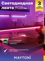 Светодиодная лента Maytoni 12В 5050 7,2Вт/м RGB 5м IP20 10126
