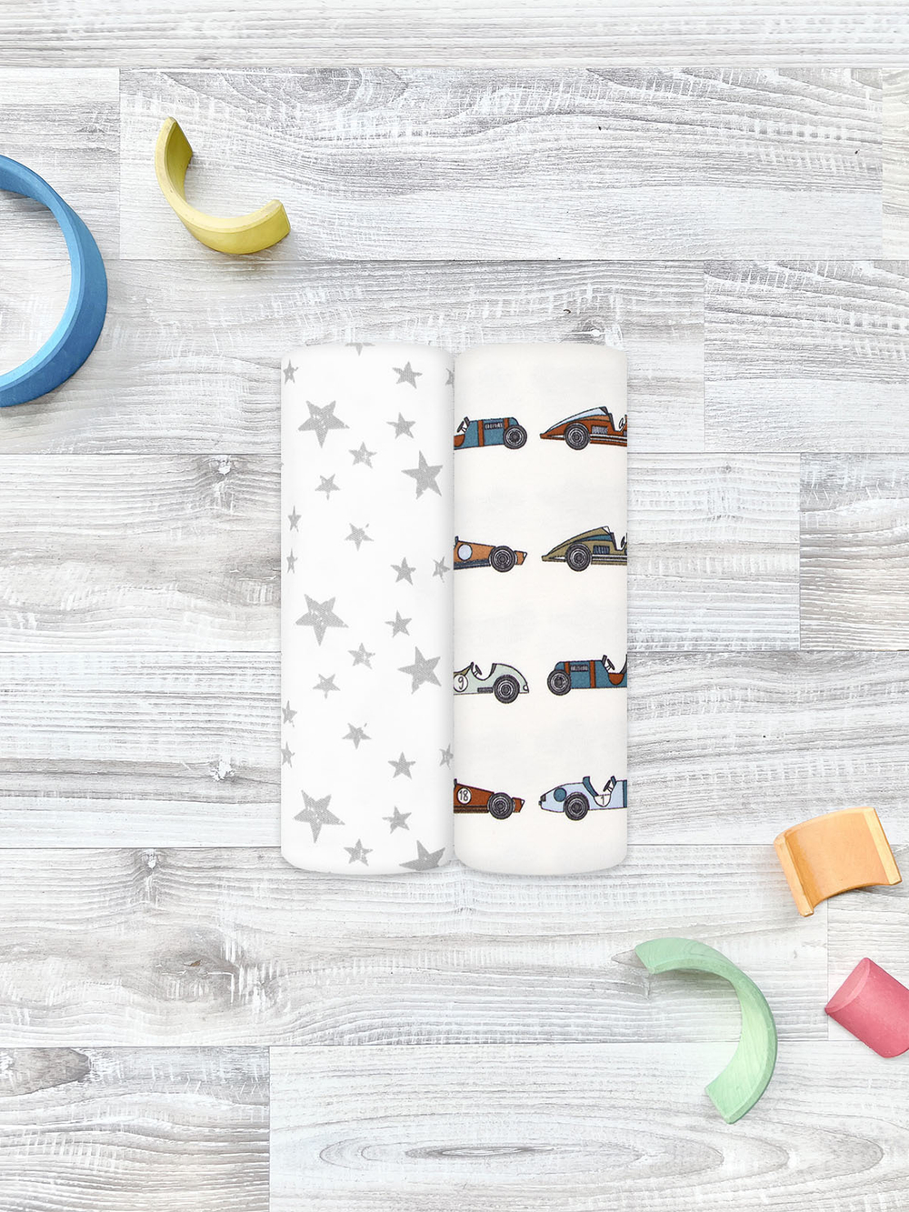 Сет из 2х пелёнок Mjölk Retro Cars/Звёзды