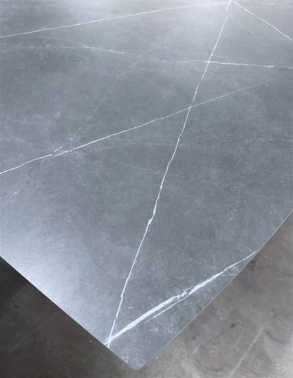 Стол FOGGIA 140 KL-136 Серый мрамор матовый, итальянская керамика/черный каркас