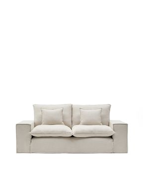 Anarela бежевый льняной диван 2-местный со съемным чехлом и подушками 240 см