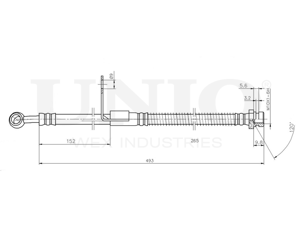 Шланг тормозной передний правый UNIO BRH-10055