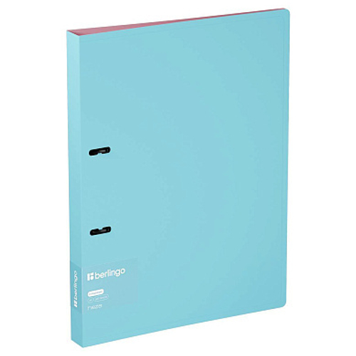 Папка на 2 кольцах Berlingo "Haze" А4, 24мм, 600мкм, D-кольца, с внутр. карманом, голубая, софт-тач И