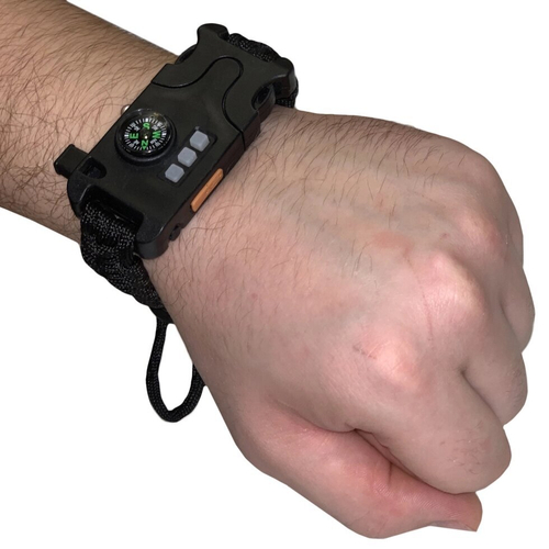 Черный тактический браслет из паракорда с компасом