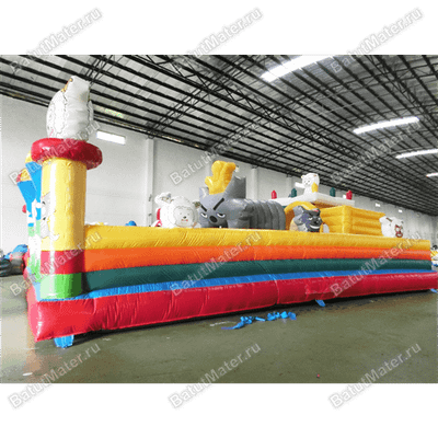 Надувной батут с крышей "Злой страшный серый волк"