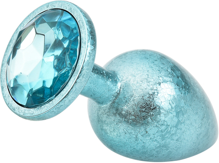 Голубая алюминивая анальная пробка с кристаллом, M