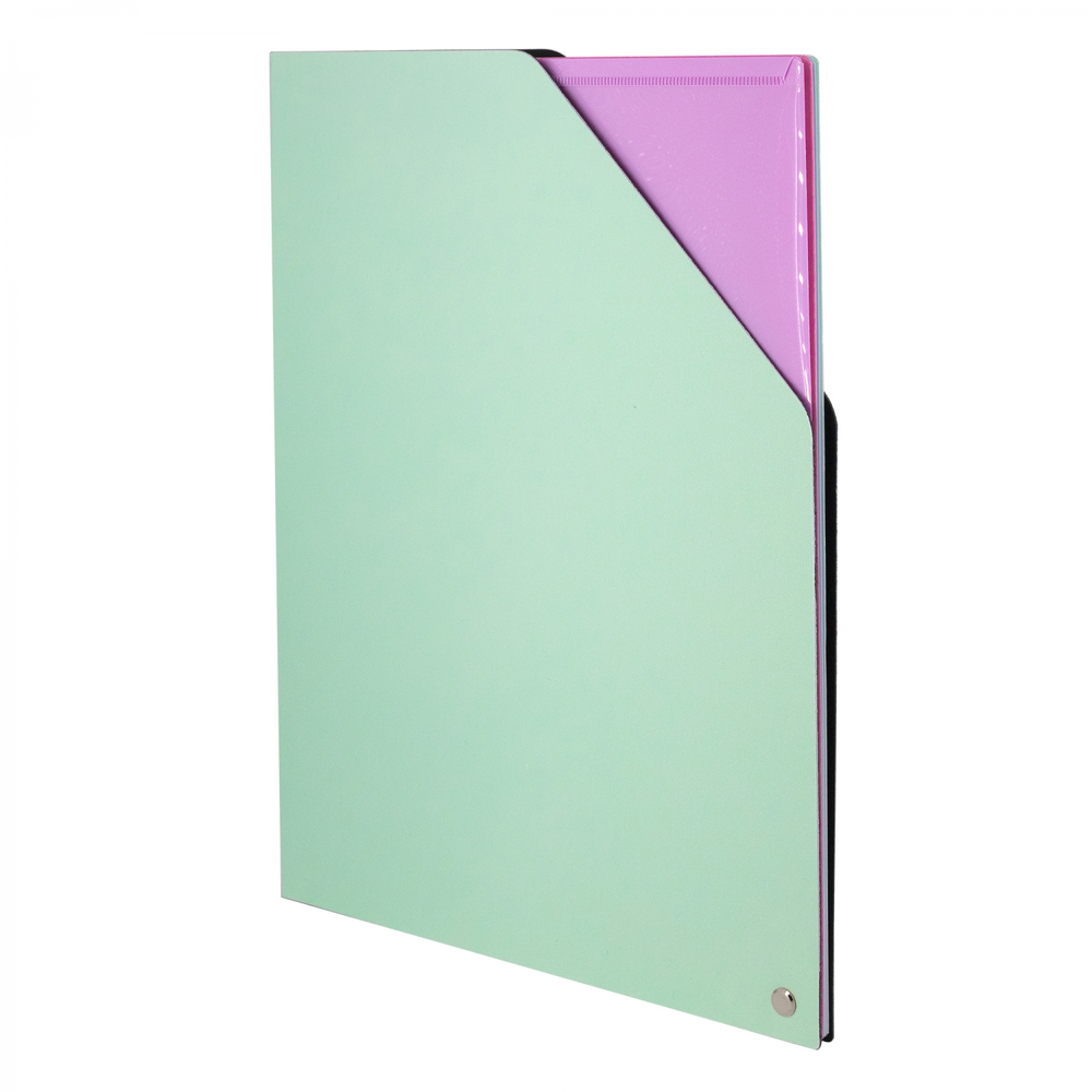 Папка архивная Alingarr, A4, 330*250 мм, пластик, 1500 мкм, на резинке с 4 файлами, бирюзовая