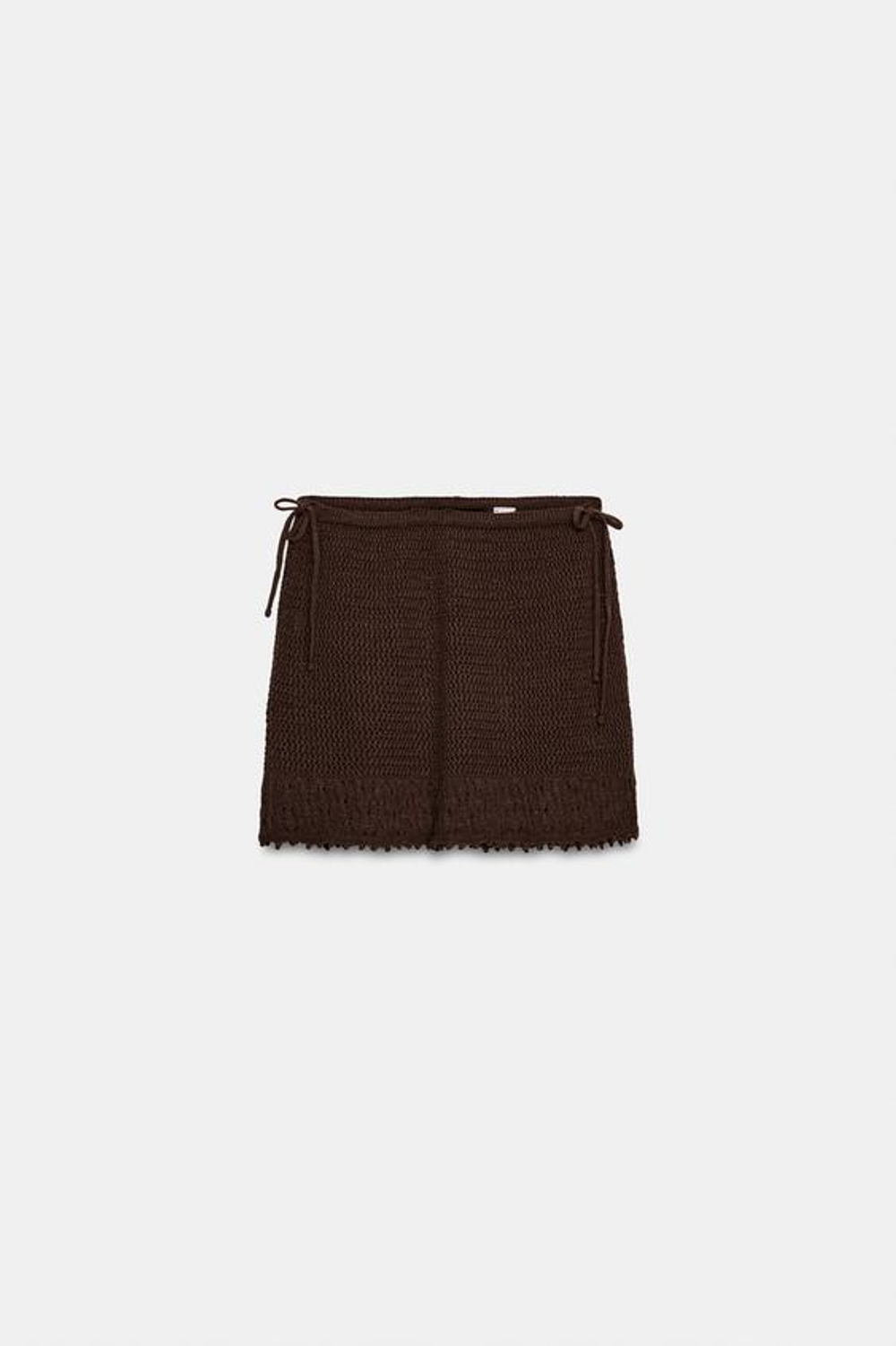 ZARA ТРИКОТАЖНАЯ МИНИ-ЮБКА, КОРИЧНЕВЫЙ
