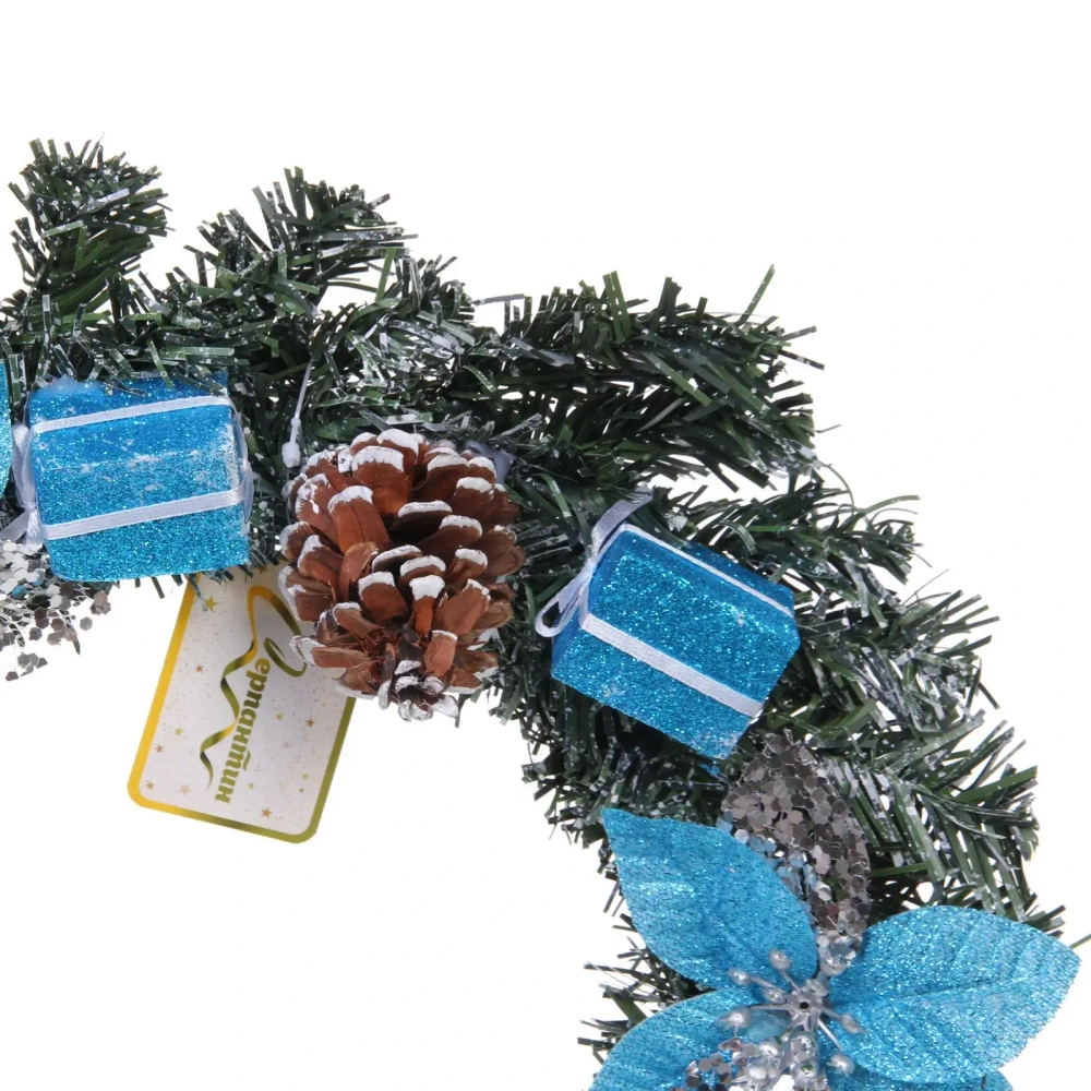 Венок хвойный «Снежное синяие» d-30 см