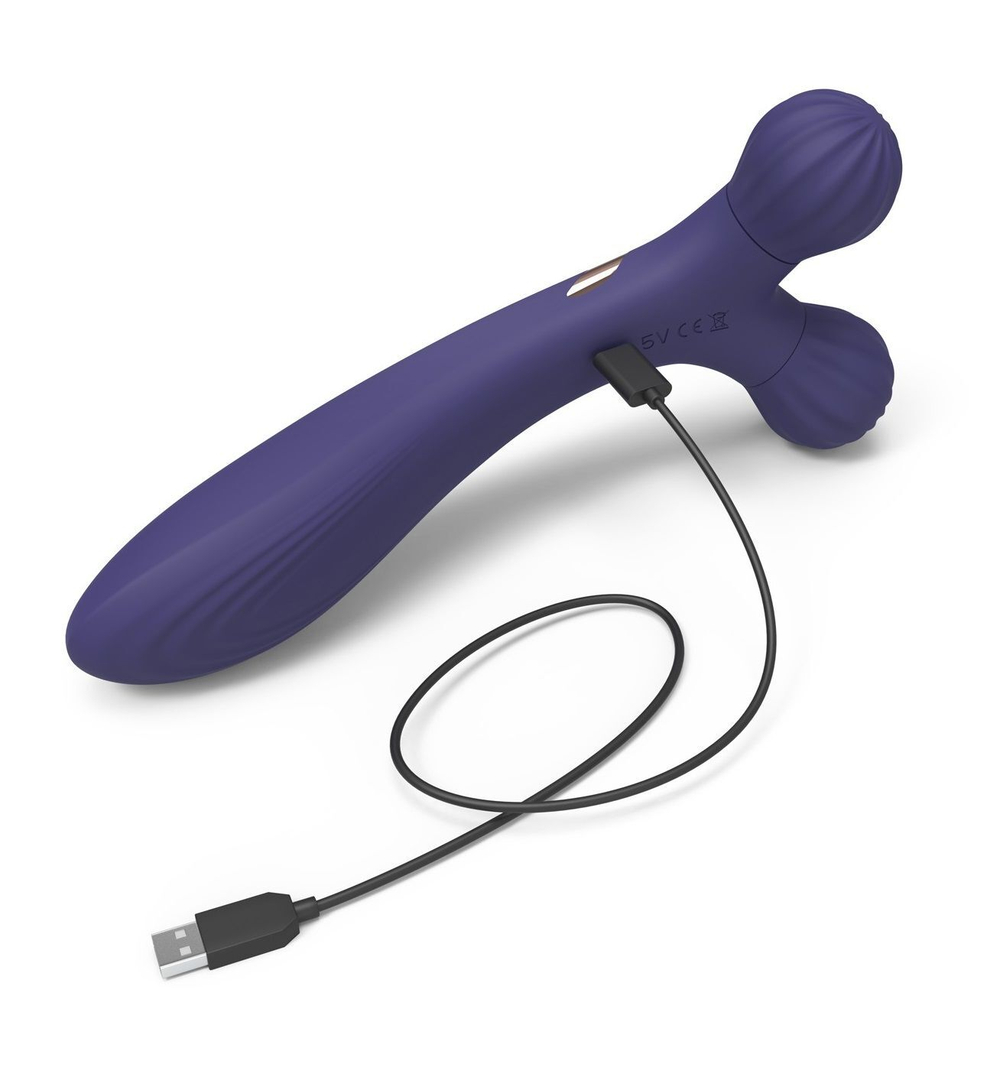 Темно-синий двусторонний вибромассажёр Fireball (Цвет: темно-синий)