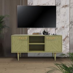 Тумба под ТВ Арт Колор leaves 117см Классик Голд Зеленая олива