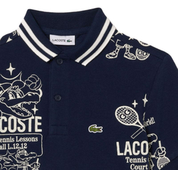 Футболка для мальчика теннисная Lacoste Graphic Print Cotton Polo - navy blue/white