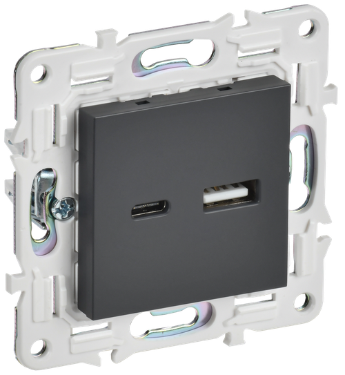 SKANDY Розетка USB A+C 18Вт SK-R13T титан IEK