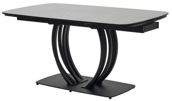Стол MALTA 160 KL-136 Серый мрамор матовый, итальянская керамика/ черный каркас