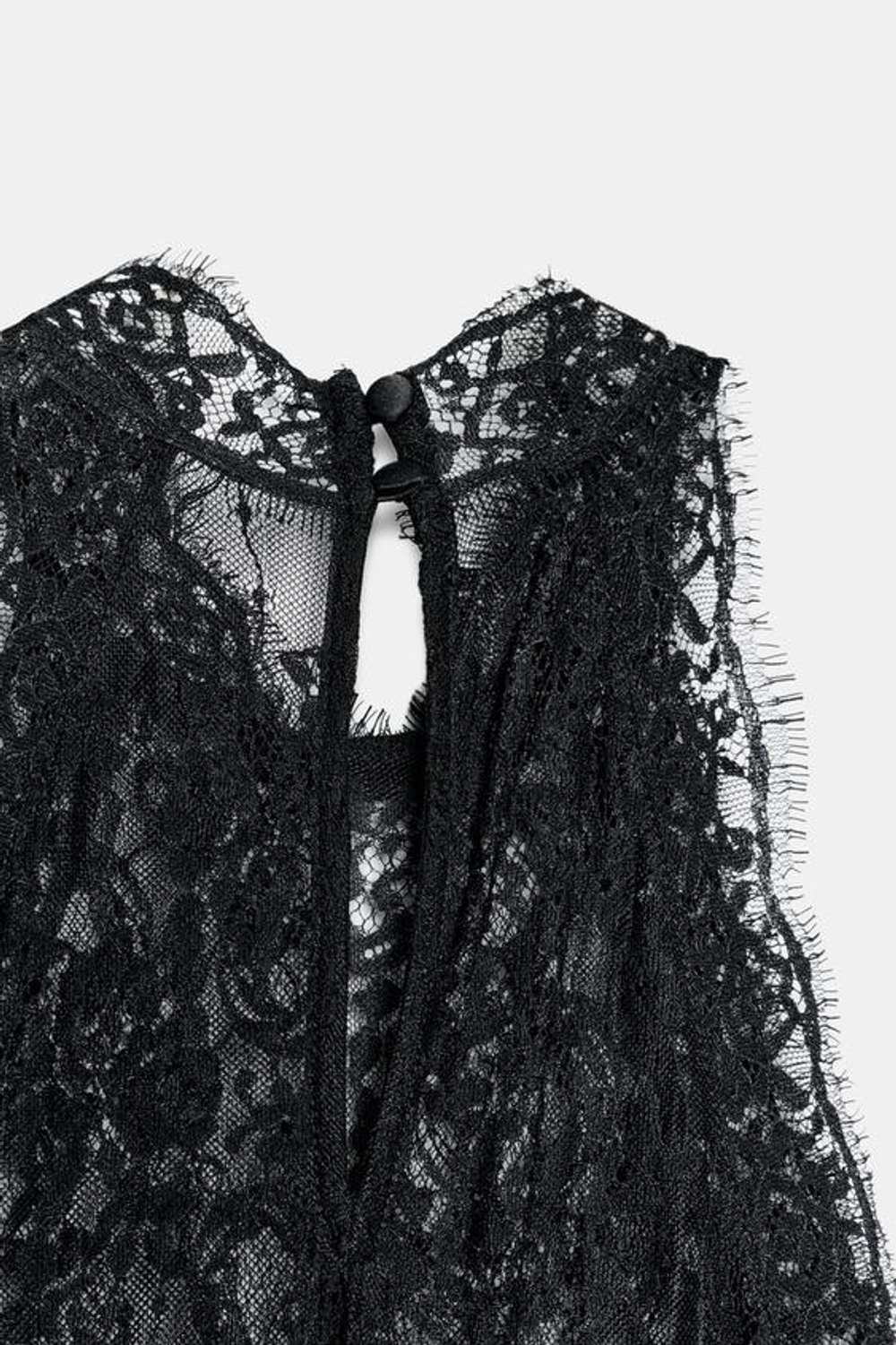 ZARA КРУЖЕВНОЕ ПЛАТЬЕ В БЕЛЬЕВОМ СТИЛЕ, ЧЕРНЫЙ