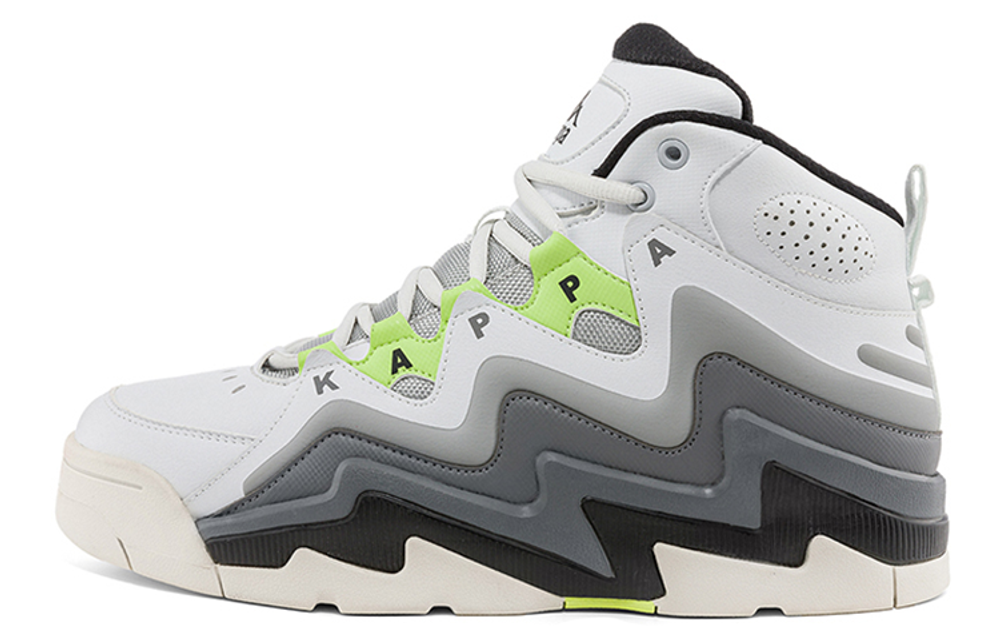 Kappa fashion trend wear-resistant mid-top retro basketball shoes for men and women the same gray-green