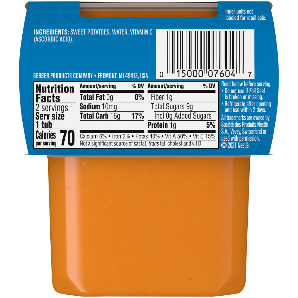 Gerber, Natural for Baby, 2nd Foods, батат, 2 упаковки по 113 г (4 унции)