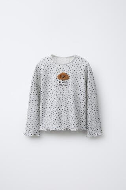 ZARA ЛОНГСЛИВ С ЦВЕТОЧНЫМ ПРИНТОМ, СЕРЫЙ МЕЛАНЖ