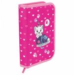 Пенал BRAUBERG с наполнением, 1 отделение, откидная планка, 24 предмета, 21х14 см, "Kitten&sneakers", 229295