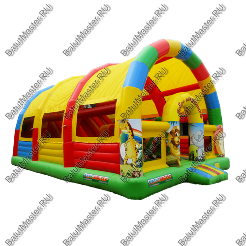 Коммерческий надувной батут "Страна Сафария БР" с крышей, 10*8*7 м