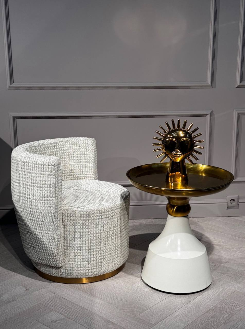 Стол журнальный Ist Casa Ажур, 51x54 см, белый, золото