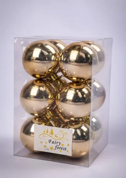 Набор пластиковых шаров Вероника 60 мм., жемчужный глянцевый, 12 шт., ЕлкиТорг (150219)