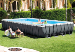Каркасный бассейн Intex Ultra Frame 975x488x132 см + комбин. ф/насос, лестница, тент, подстилка, наб. д/чистки, волейб. сетка (26378)