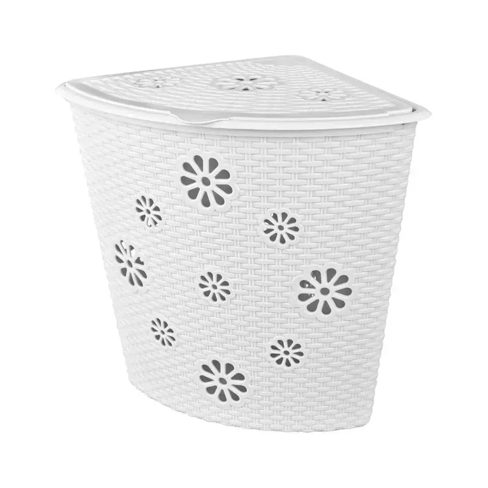 Корзина д/белья Плетёнка 45л. (угл) (белый) (комплект 6 шт)