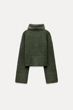 ZARA СВИТЕР ИЗ МЯГКОГО ТРИКОТАЖА, ЗЕЛЕНЫЙ