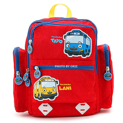 Рюкзак детский с боковыми карманами и принтами автобусов