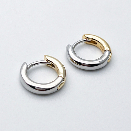 Ювелирные швензы Конго с родиевым покрытием и позолотой, размер 13 мм, цена за пару