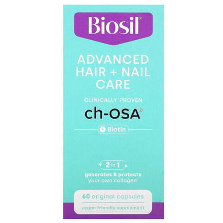 Минералы и микроэлементы BioSil, Улучшенный уход за волосами и ногтями, 60 оригинальных капсул