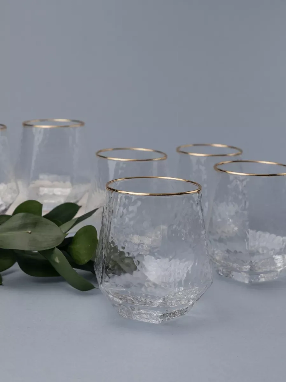 Набор шестигранных бокалов с рифленым стеклом 6 шт 300 мл.