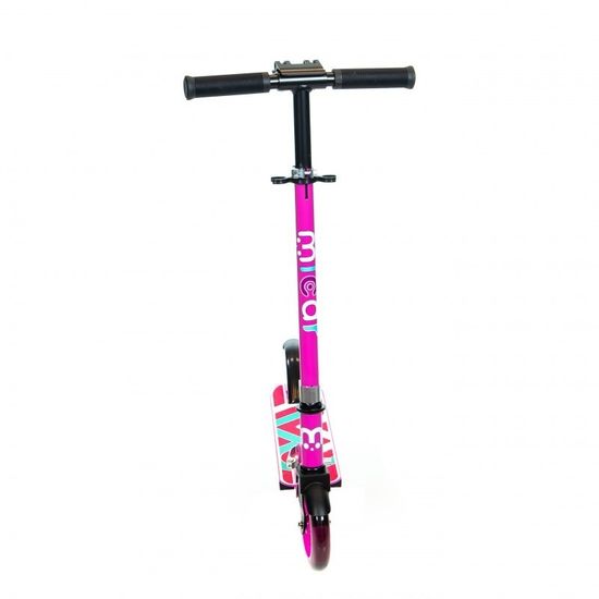 Складной двухколёсный самокат со светящимися колёсами и платформой Micar Flash 145 розовый