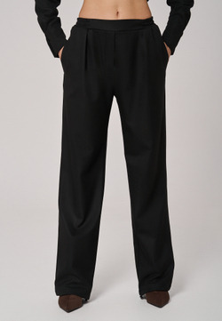 Брюки с поясом на резинке черные