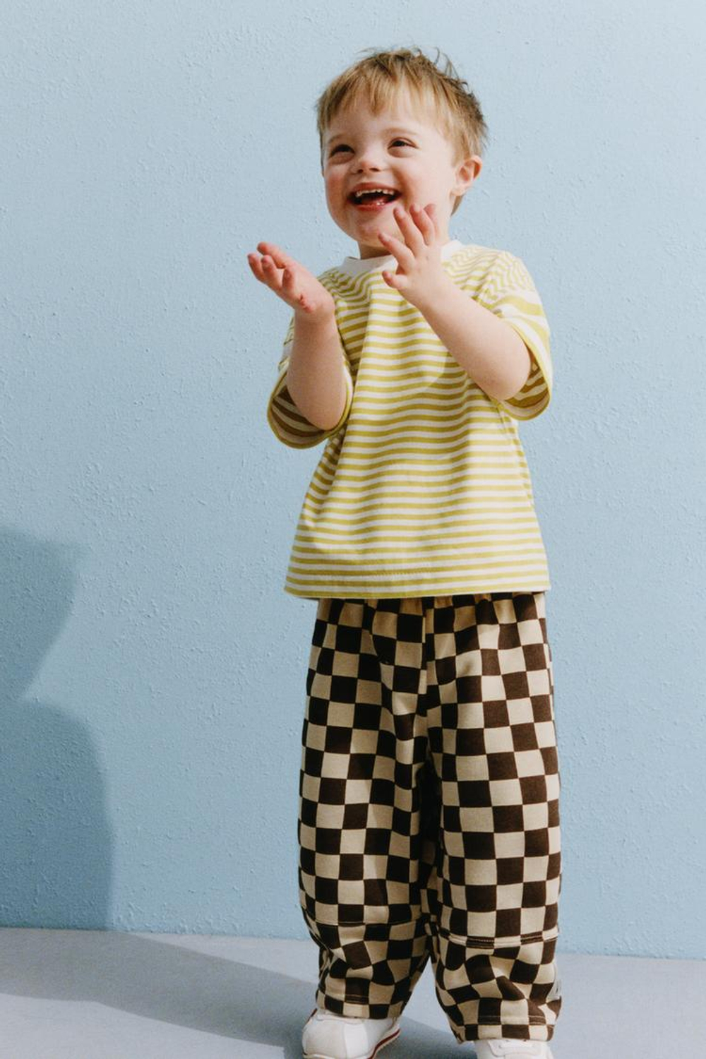 ZARA БРЮКИ BALLOON В ШАХМАТНУЮ КЛЕТКУ, КОРИЧНЕВЫЙ