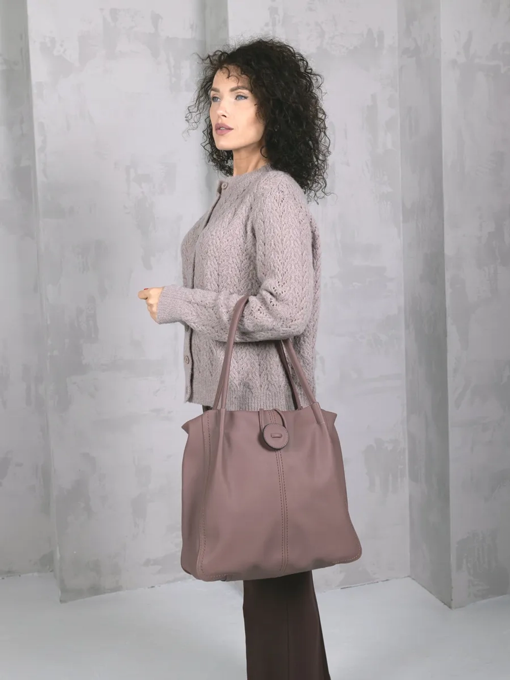 Сумка большая через плечо шоппер мешок