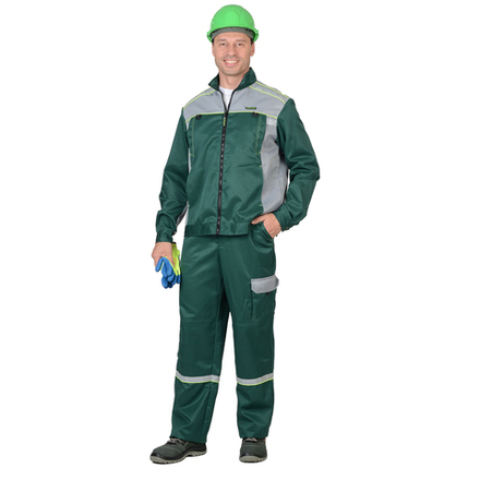 Костюм СИРИУС-ПРАКТИК-1 куртка, п/к зеленый со св. серым