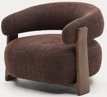 Granite Кресло из коричневого шенилла и массива ясеня в отделке орех Испания La Forma