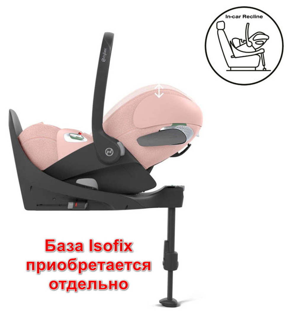 Коляска Cybex Coya Matt Black Frame Cloud T i-Size Peach Pink Plus Leaf Green с дождевиком и бампером