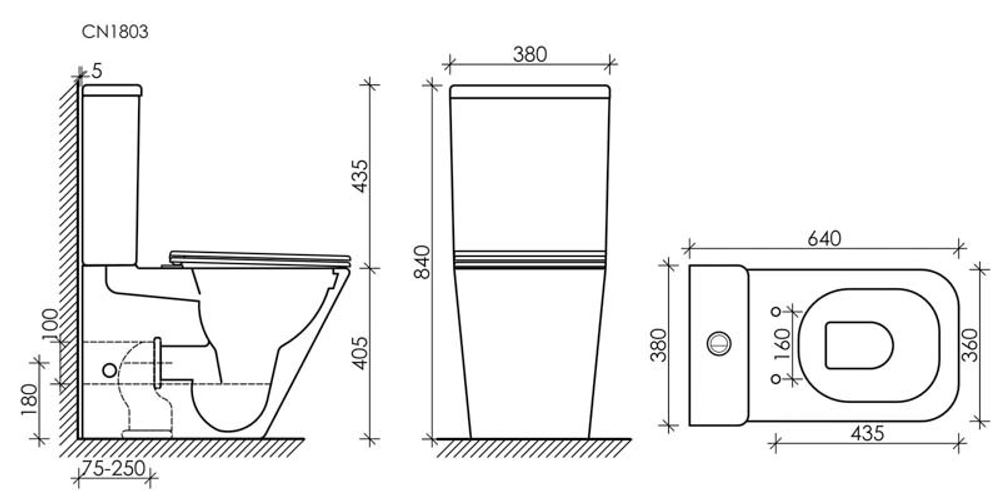 Унитаз-компакт безободковый Ceramica Nova Cubic CN1803-B с крышкой-сиденьем микролифт, белый глянец