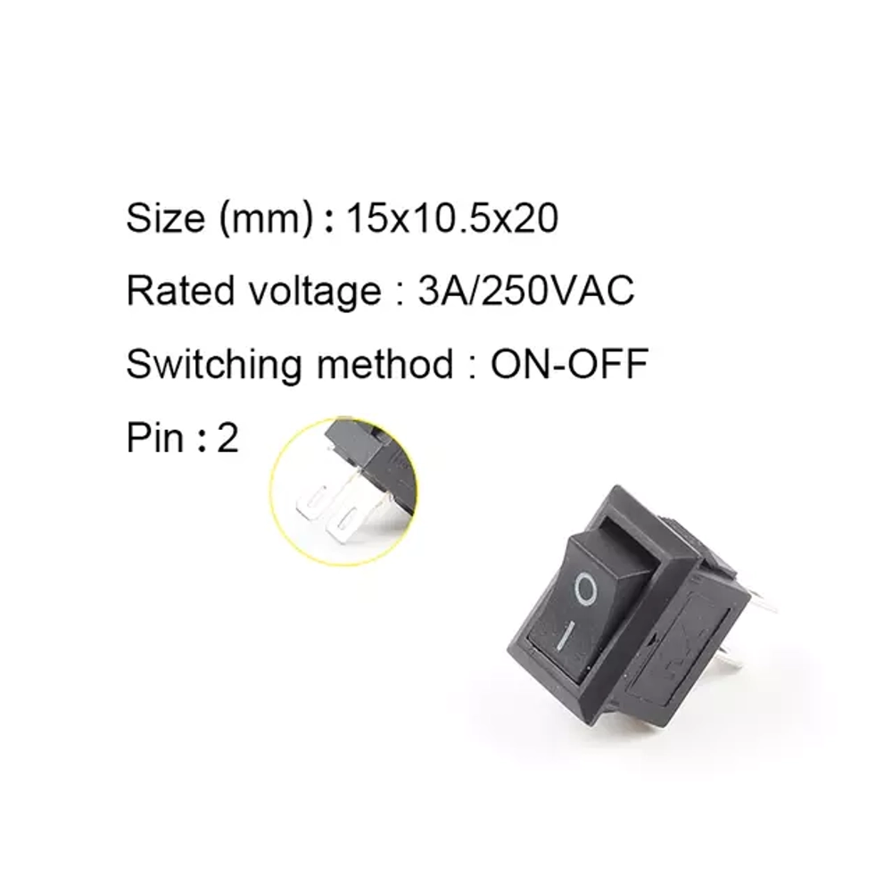 Переключатель 2-pin KCD11 10*15мм ON-OFF 3А 250В