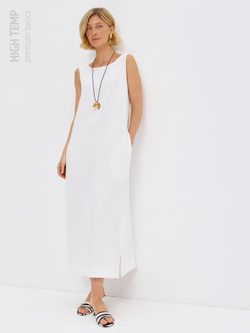 Льняной сарафан макси с карманами