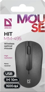 Мышь беспроводная Defender Hit MM-495 USB черная 3 кнопки 1600 dpi