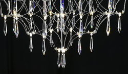 Подвесная люстра светодиодная с пультом и хрустальными подвесками Asfour MyFar Allegria MR2641-66P-76AP