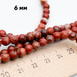 Яшма красная бусины, диаметр 5,7-5,8 мм, цена за 33-34 шт (1/2 нити)