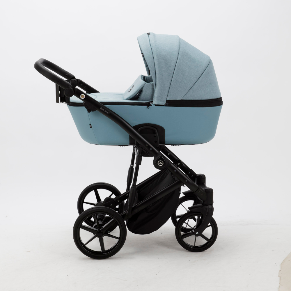 Детская универсальная коляска Adamex MOBI LUX PS-41 (2в1) Серо-голубой, серо-голубая экокожа