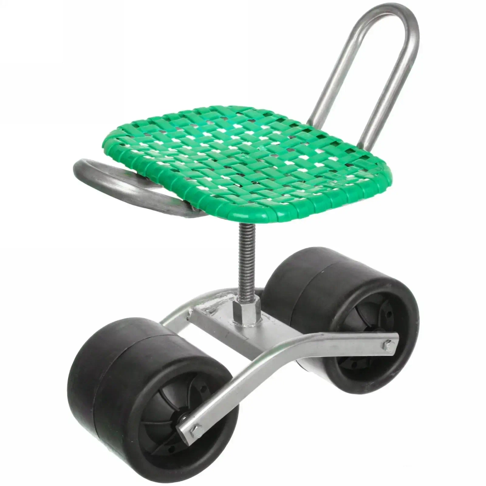 Стул садовый на колесах для прополки и работы в саду 35*47*14см с поворотным механизмом(360°), цвет зеленый